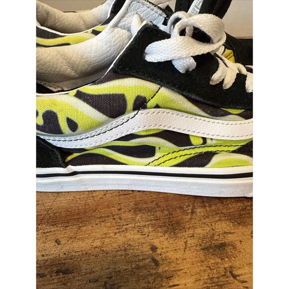 VANS Old Skool Slime Flame Black/White w Green Youth Size 6.5 - Picture 9 of 9